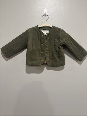 Colored Organics Olive Quilted Puffer Jacket for Kids